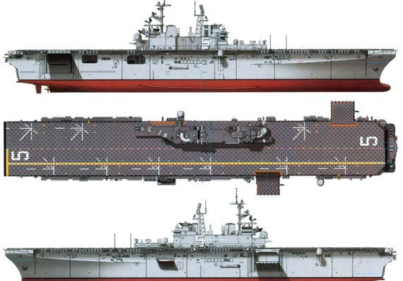 Aircraft carrier USS LHD-5 Bataan [Helicopter Carrier] - drawings, dimensions, pictures
